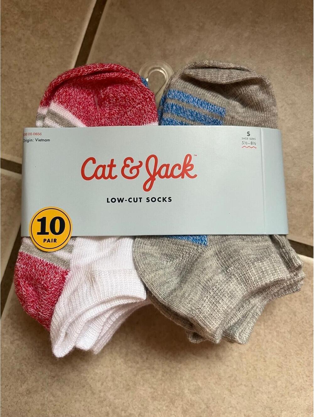 Boys' 10pk Stripe Low Cut Socks - Cat & Jack™ S: Knit Ankle Apparel